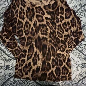 INC Leopard Print Long Sleeve Top